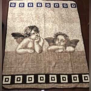 Cherubic Design Cream and Brown Throw Blanket